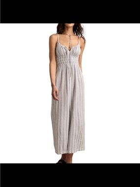NWT lucky brand women’s cotton striped gauzy jumpsuit all cotton size XL